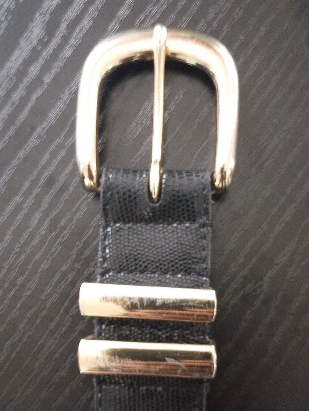 Ann Taylor Black Genuine Leather Belt with Light Gold-Tone Buckle - Picture 5 of 12